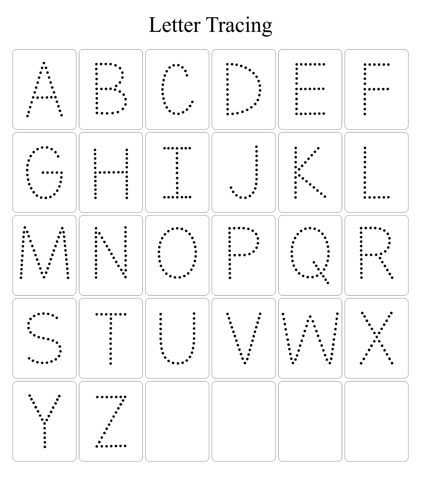 Free Large Traceable Letters Printable - Letter Tracing Worksheets