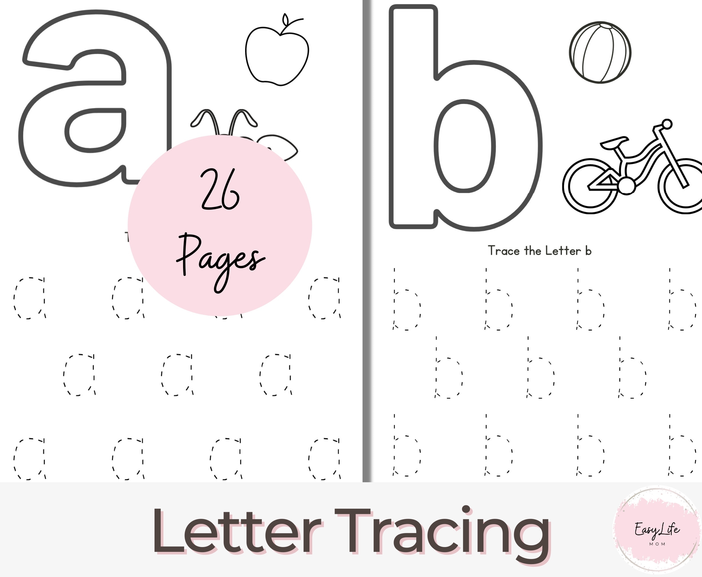26 Printable Alphabet Letter Tracing Worksheets Trace Etsy Australia