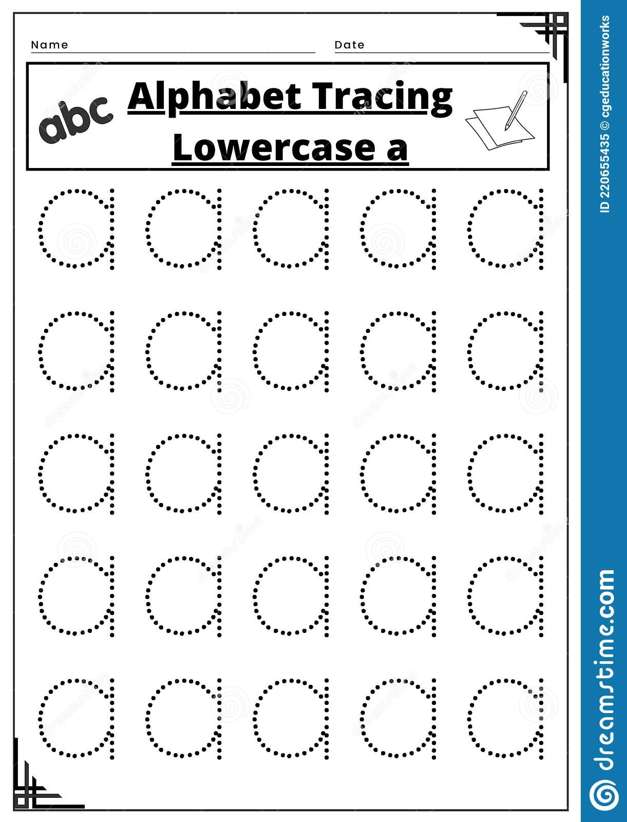 Alphabet Tracing Lower Case A Stock Vector Illustration Of Text Alphabet 220655435