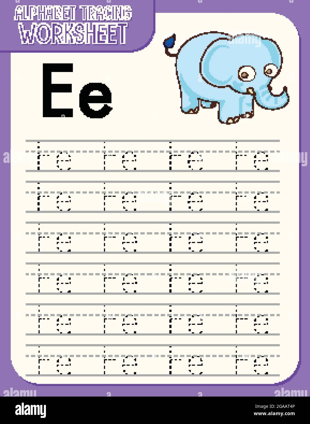 Alphabet Tracing Worksheet With Letter E And E Illustration Stock Vector Image Art Alamy