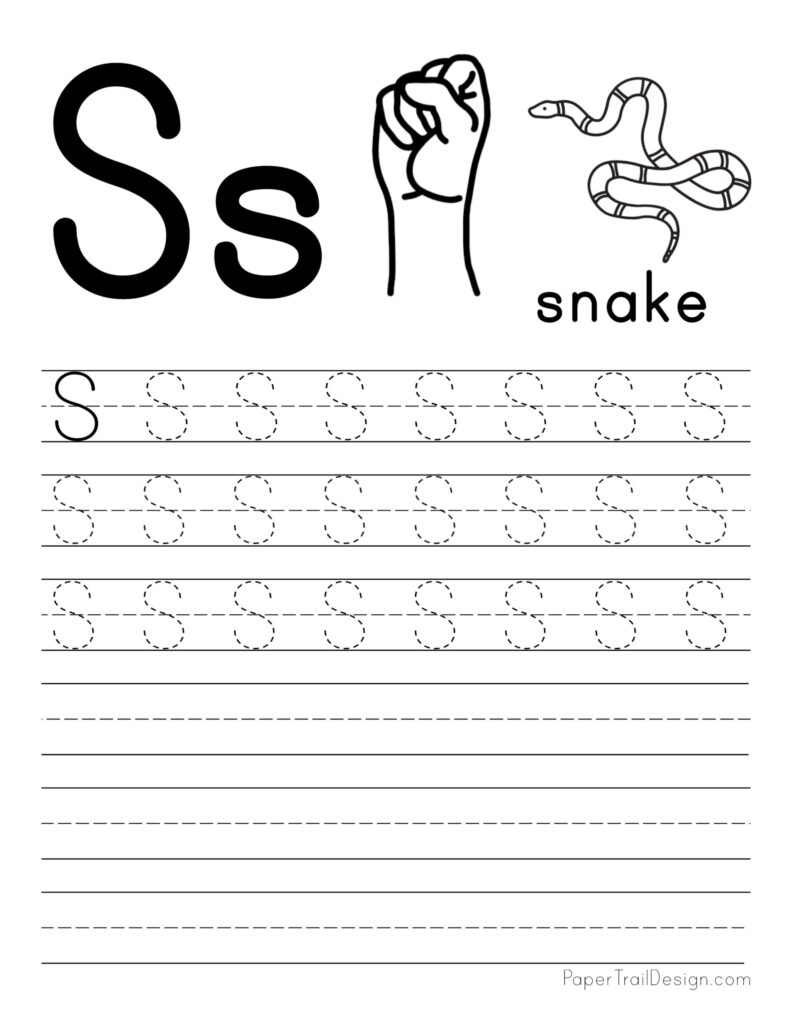 S Traceable Printable - Letter Tracing Worksheets