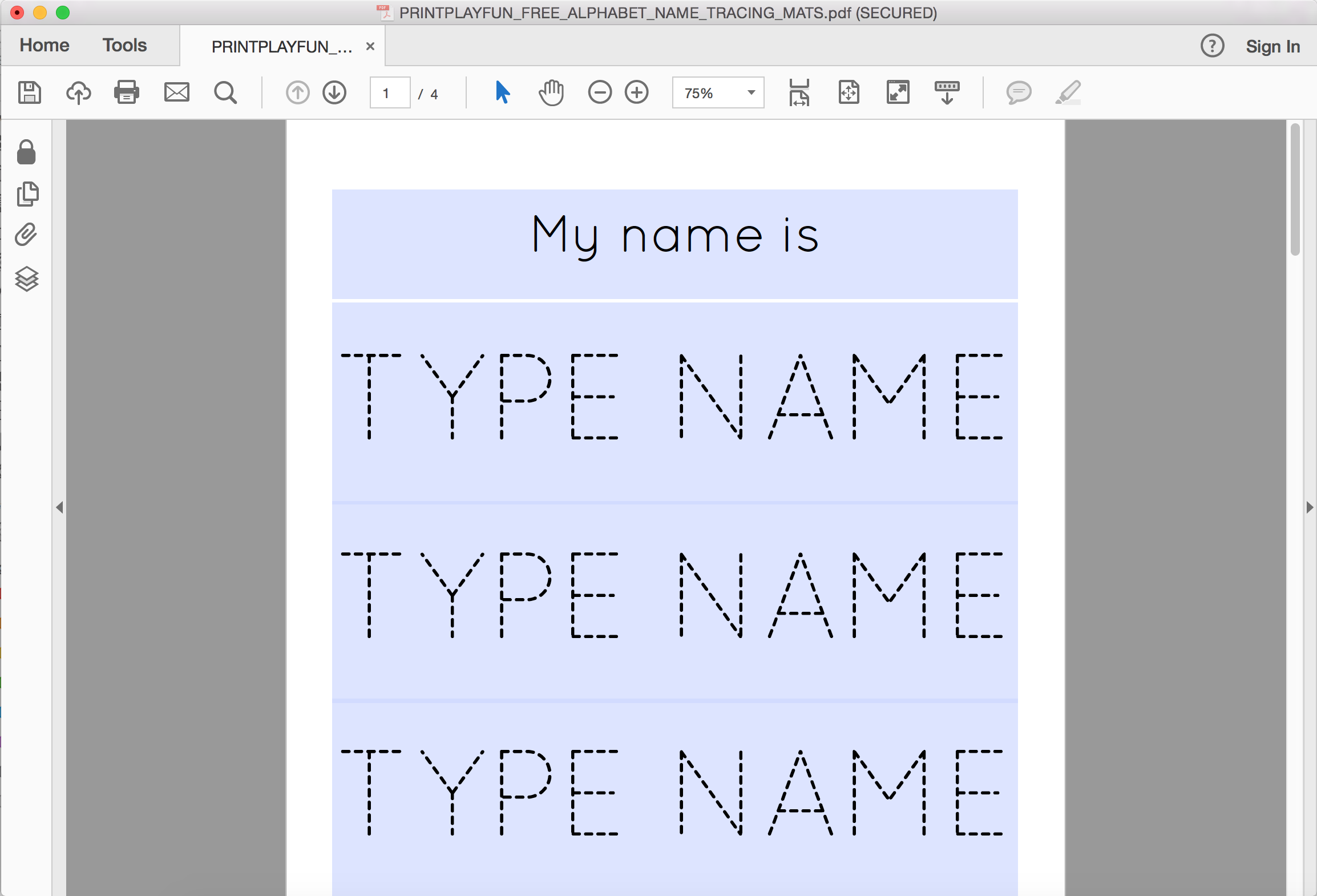 Create Printables Name Tracing
