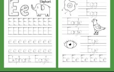 Letter E Tracing Practice Worksheet Set Learning Vector Image
