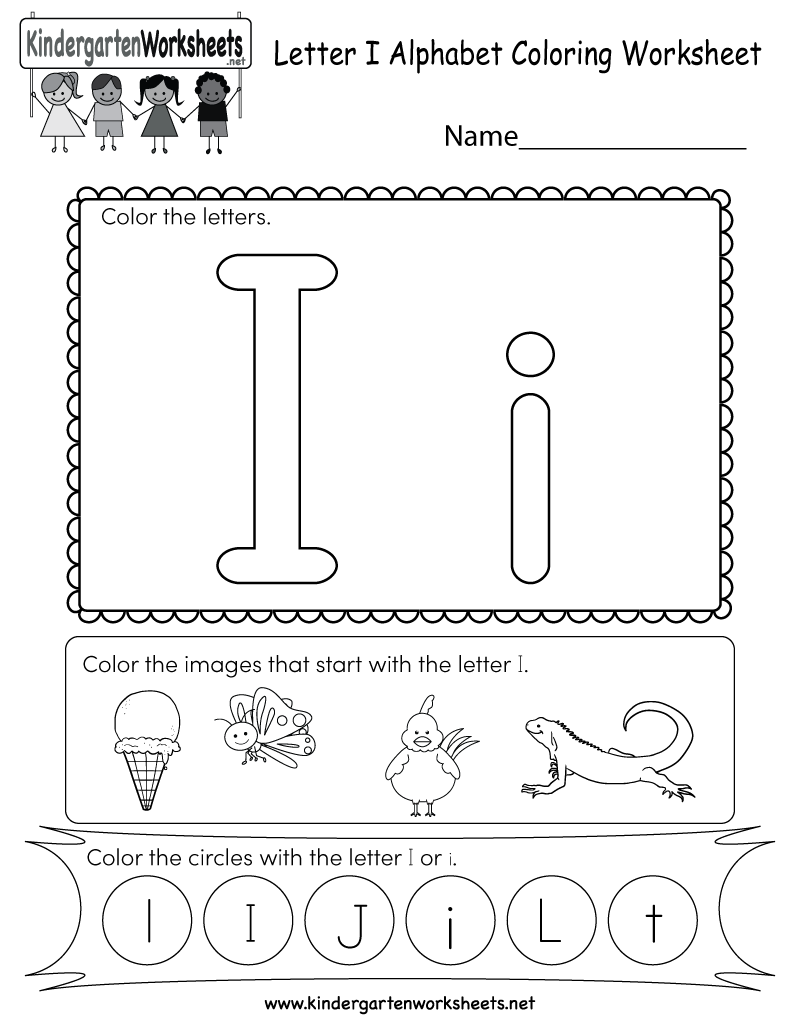 Letter I Coloring Worksheet Free Kindergarten English Worksheet For Kids