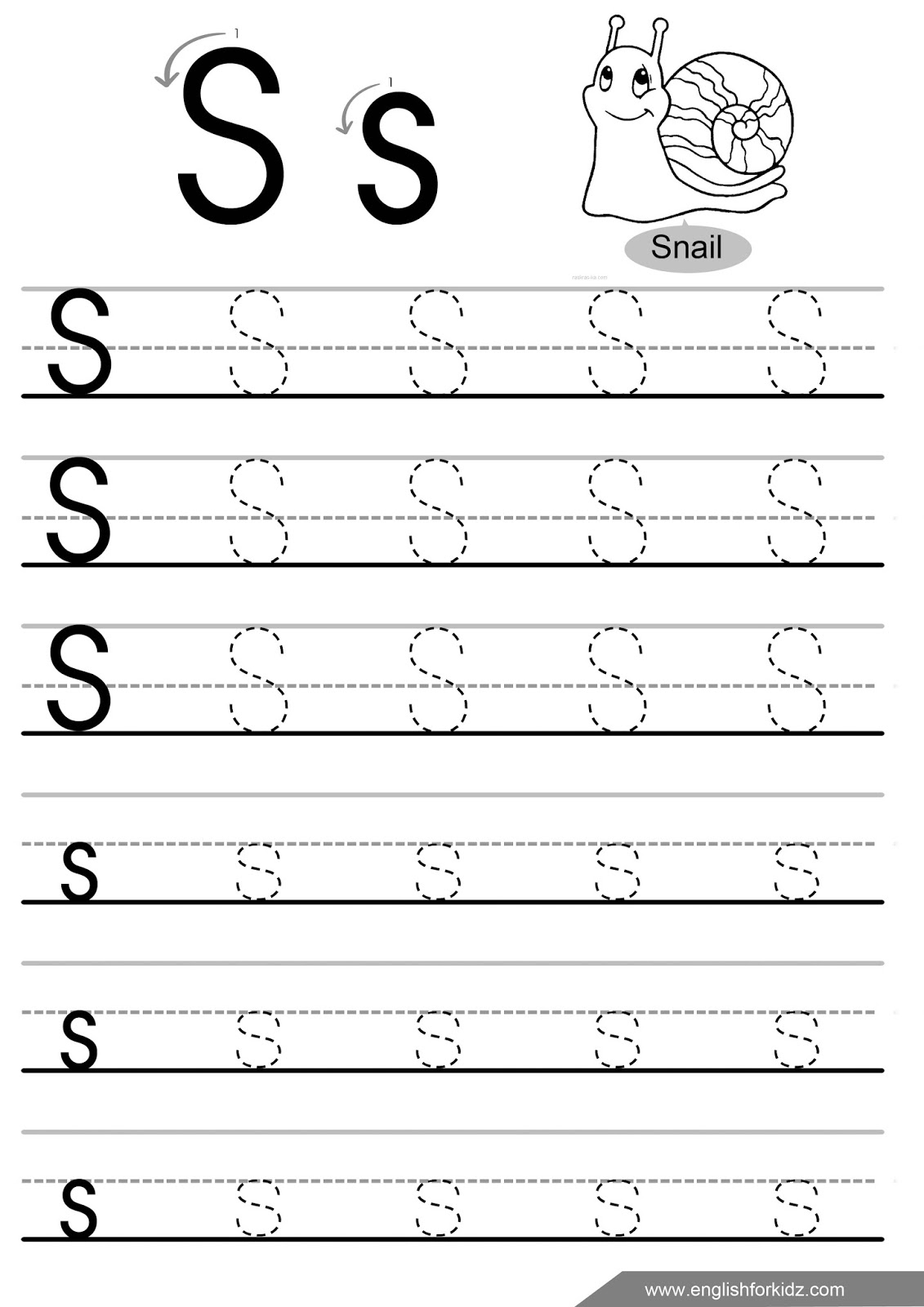Tracing The Letter S Printable