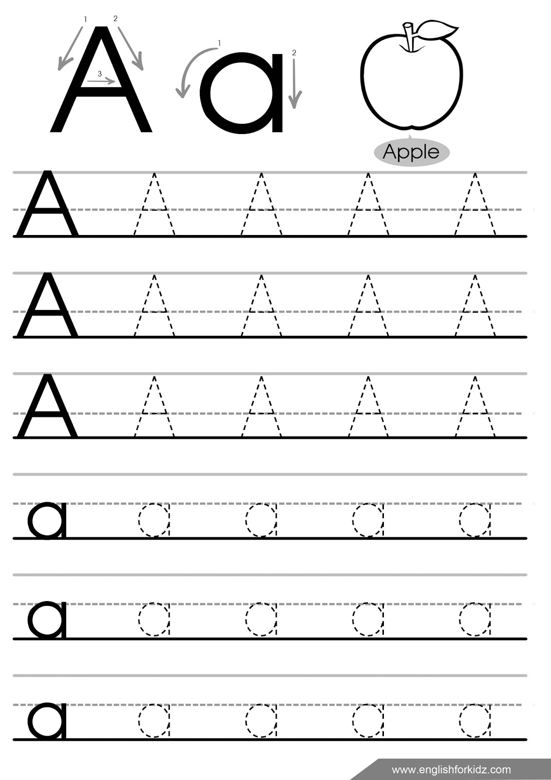 Tracing Letters Worksheet For Kids