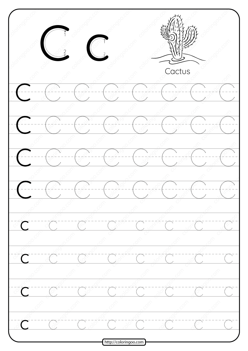 Printable Dotted Letter C Tracing Pdf Worksheet Free Printable Alphabet Worksheets Printable Alphabet Worksheets Tracing Worksheets Free