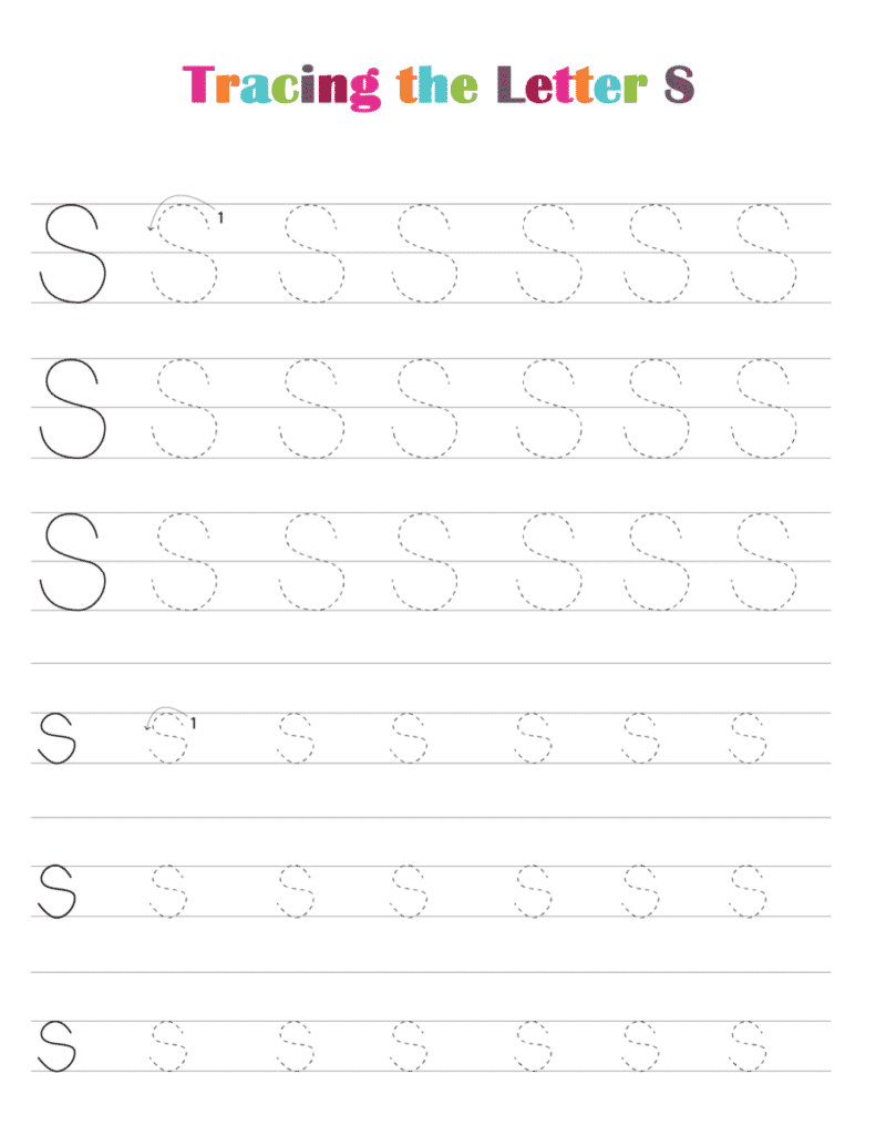 Free Printable Letter S Tracing Worksheet