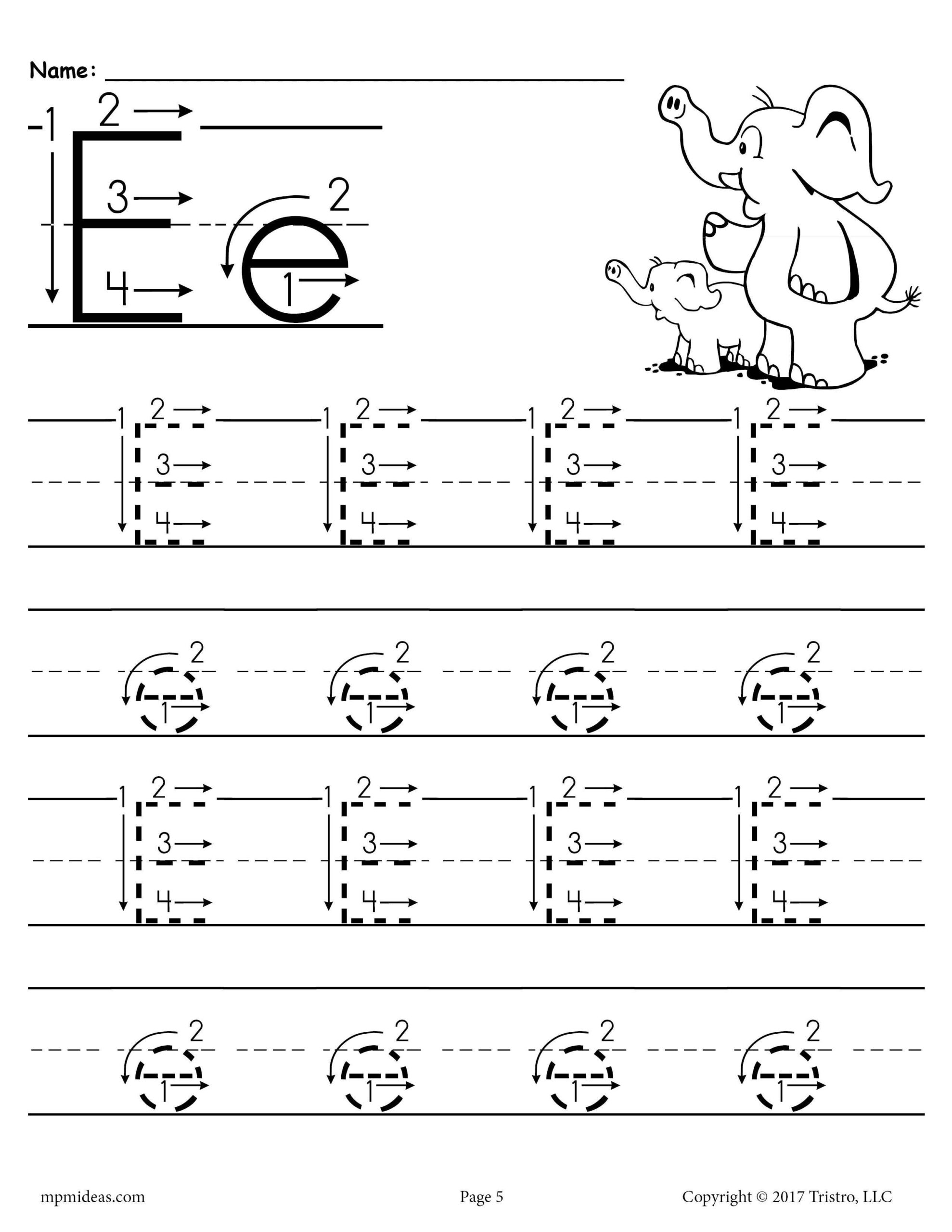 Printable Letter E Tracing Worksheet With Number And Arrow Guides Tracing Worksheets Letter E Worksheets Letter Tracing Printables