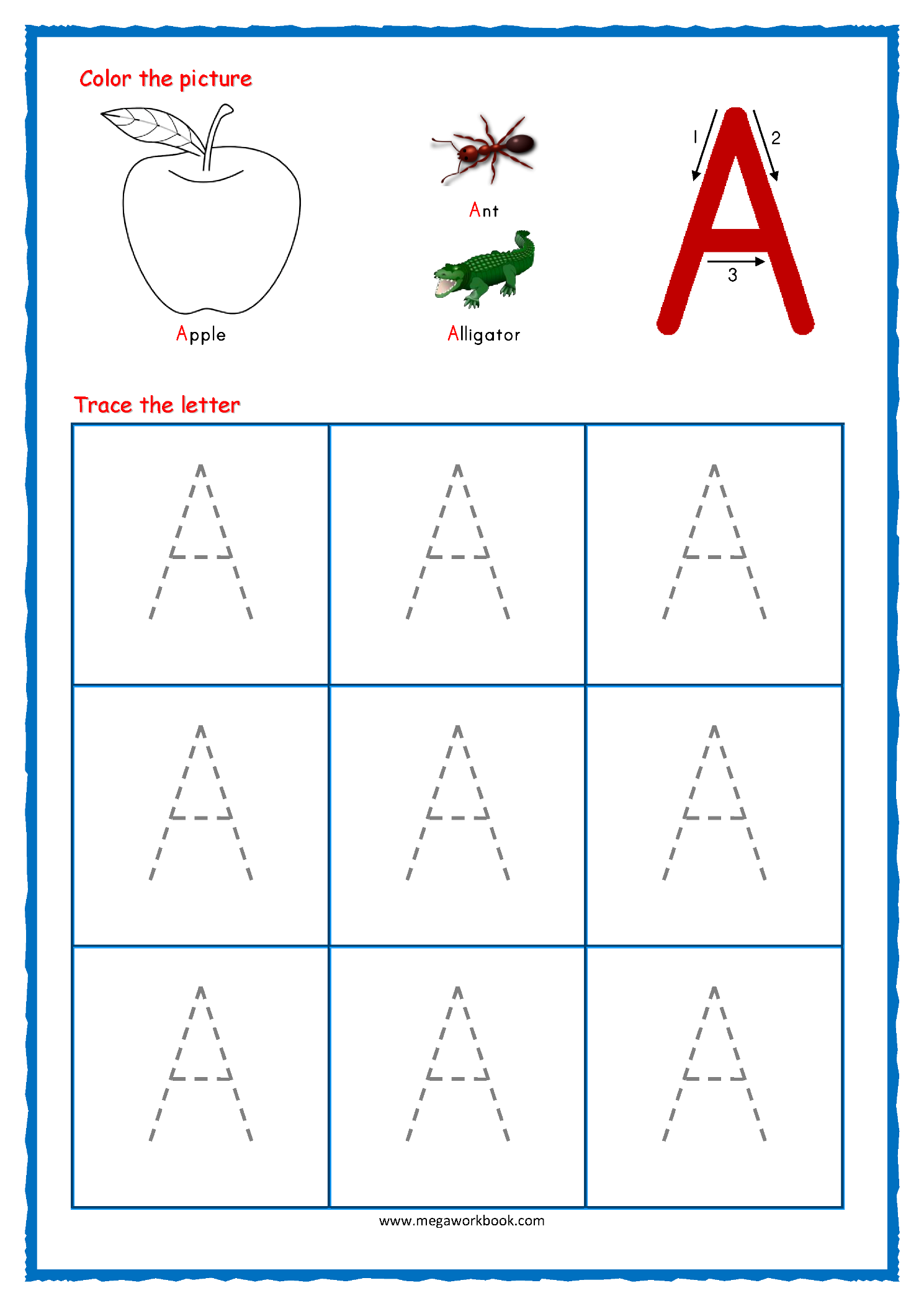 Letter A Tracing Worksheets