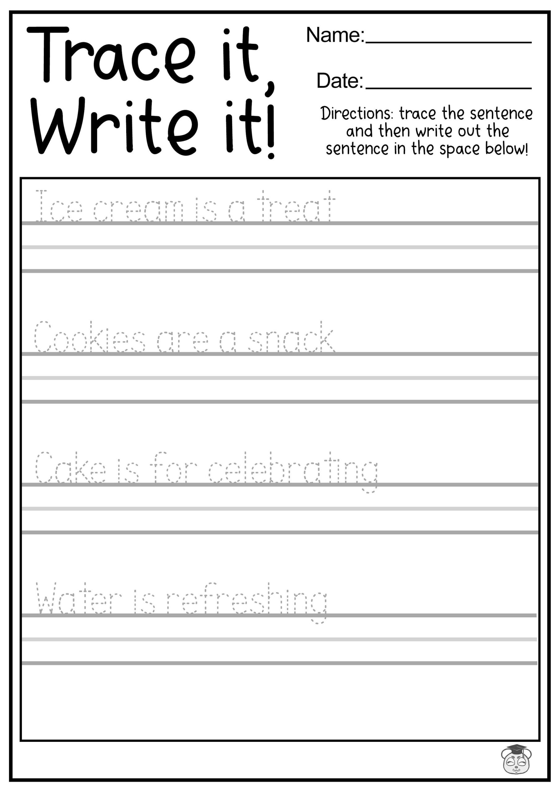 23 Printable Tracing And Writing English Worksheets Trace And Write The Sentences Practice Worksheets ages 3 7 KG1 To Grade 2 Etsy