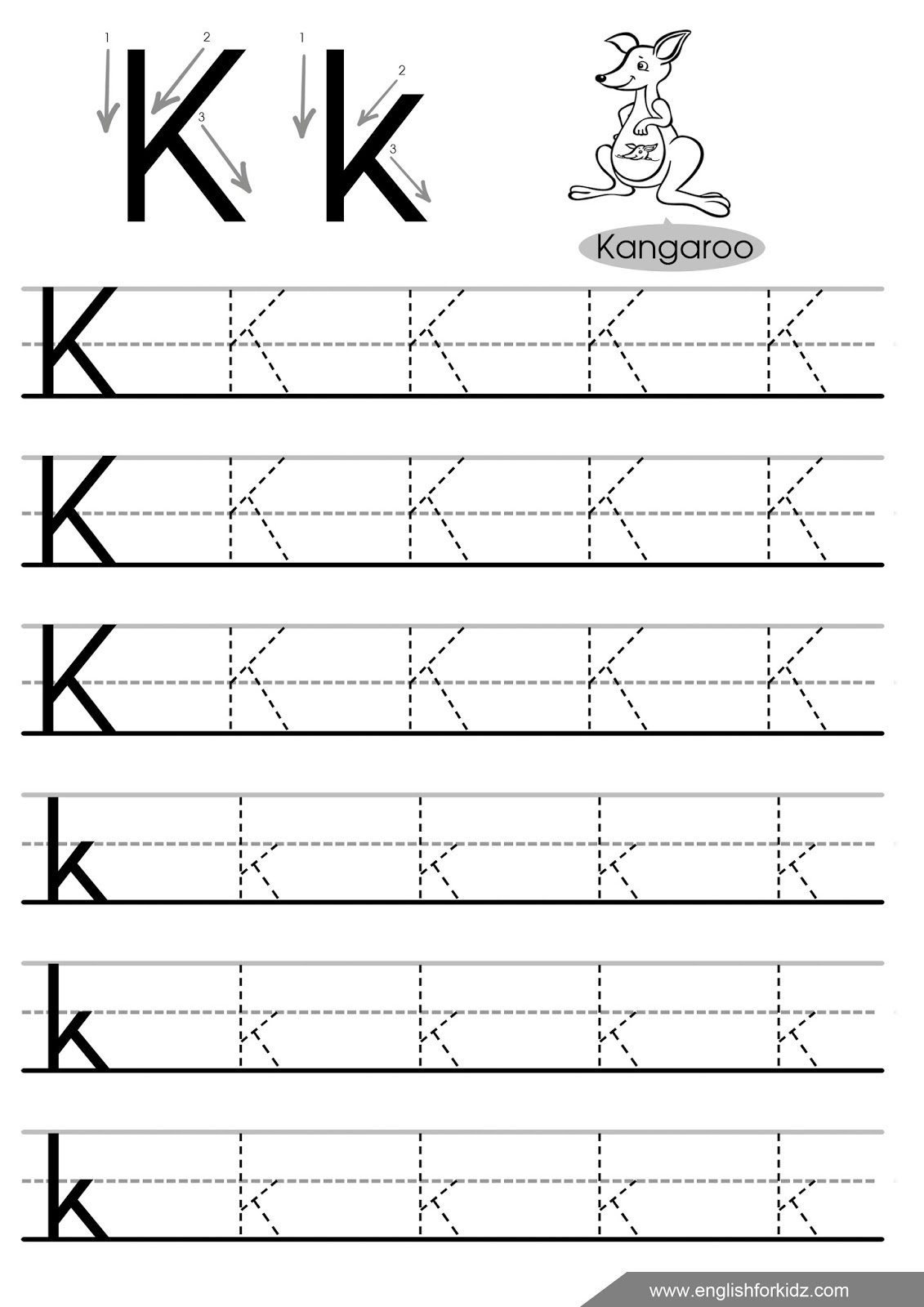 English For Kids Step By Step Letter Tracing Worksheets Letters K T 