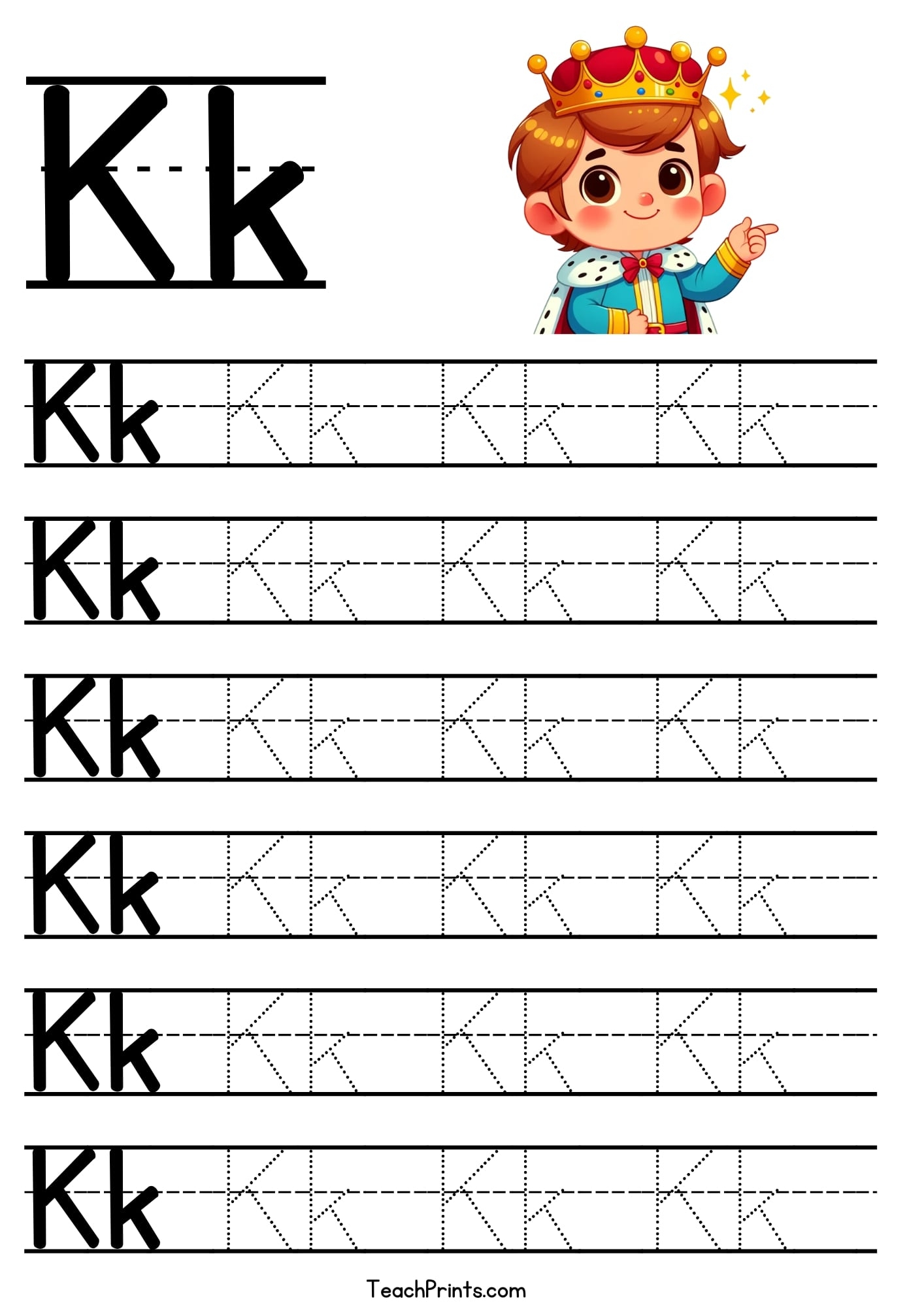 Worksheet For Tracing Letter K