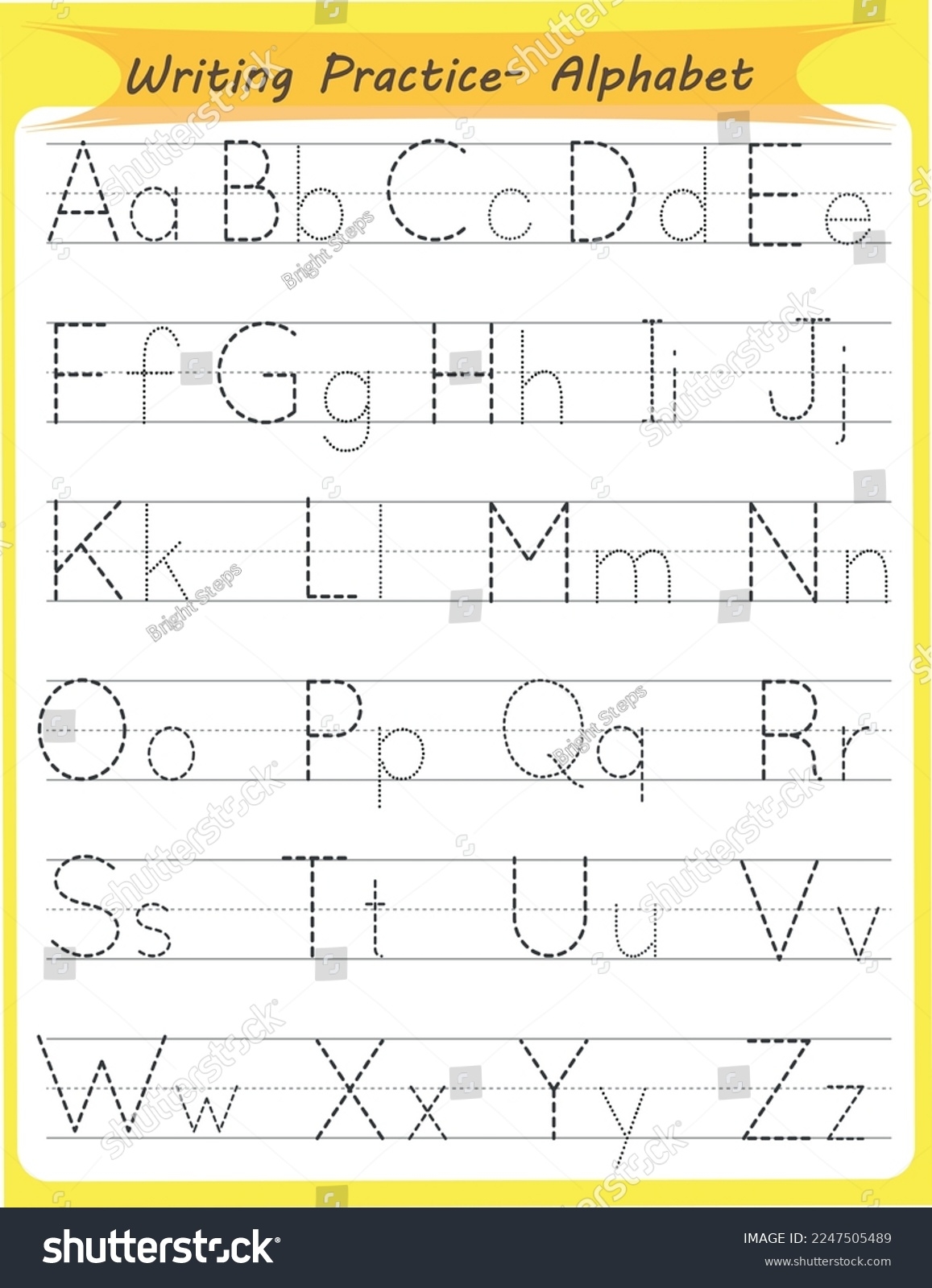 Tracing Alphabet Letters Worksheet All Alphabet Stock Vector Royalty Free 2247505489 Shutterstock