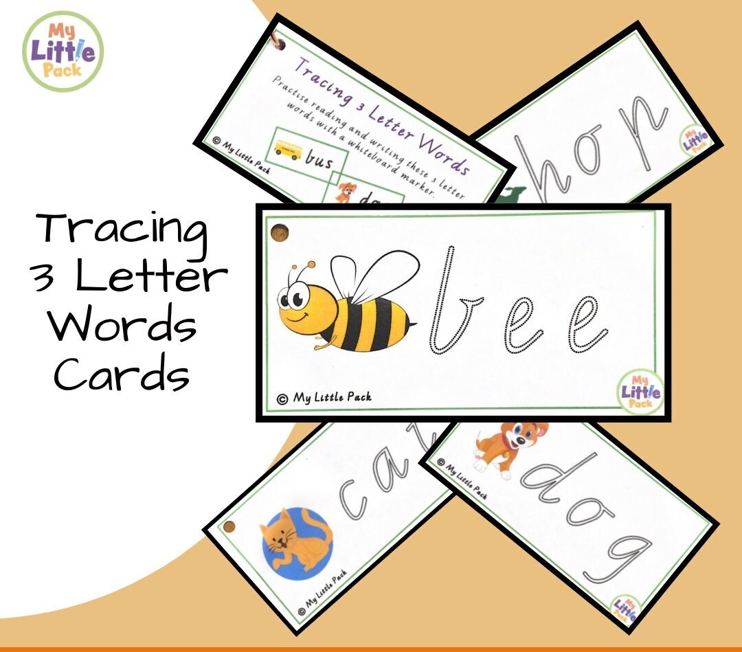 35 Tracing Word Cards 3 Letter Words Etsy