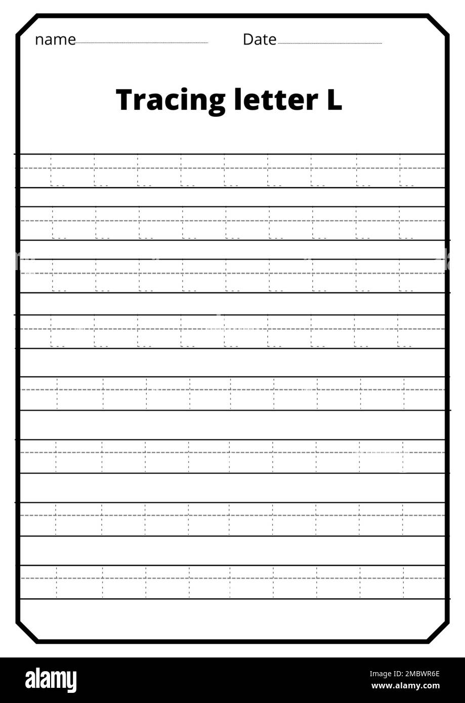 A Vertical Letter L Alphabet Tracing Worksheet Capital Letters Stock Photo Alamy