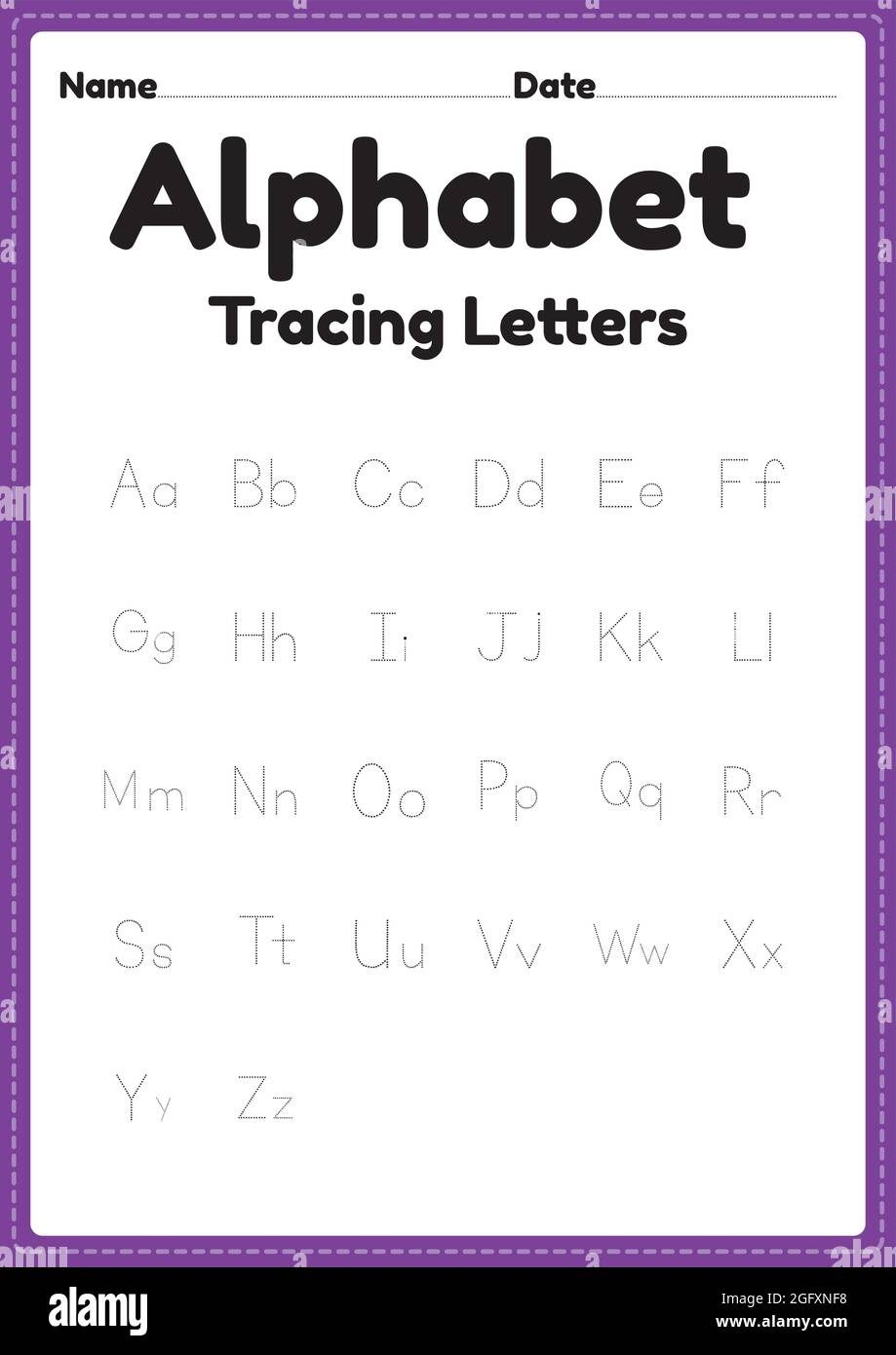 Alphabet Letter Tracing Worksheet For Kindergarten And Preschool Kids For Handwriting Practice And Educational Activities In A Printable Page Stock Vector Image Art Alamy