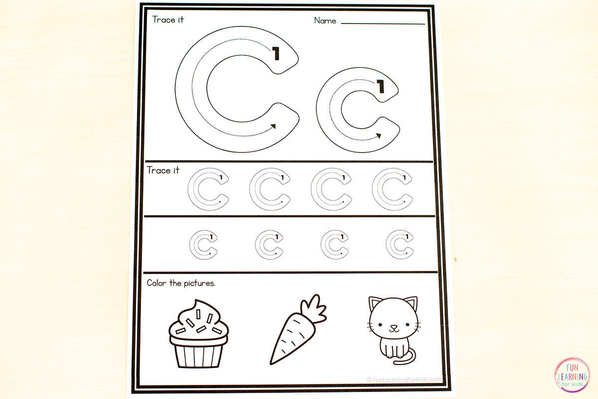 Kindergarten Letter Tracing Worksheets