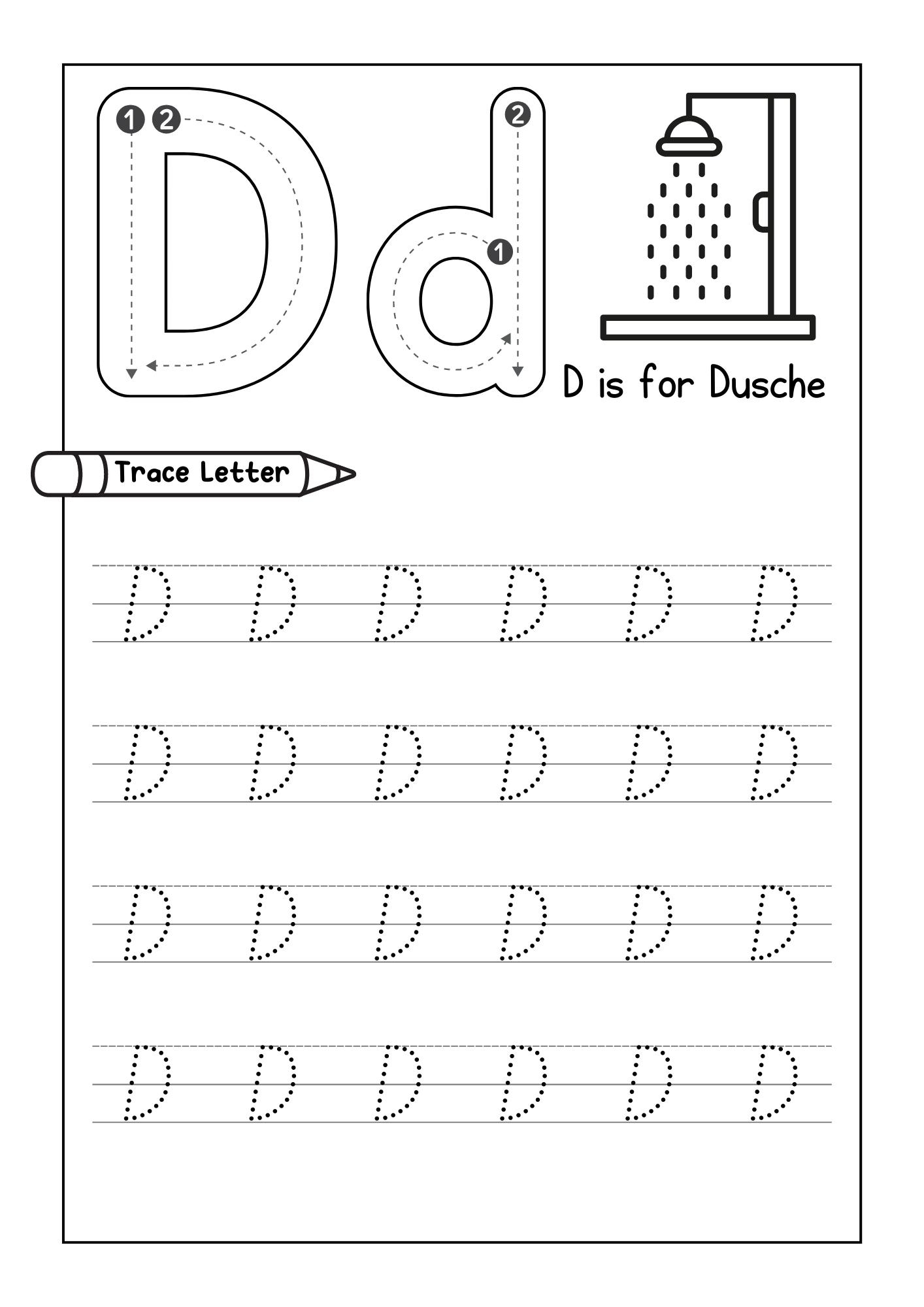 Tracing The Letter D Worksheet Printables