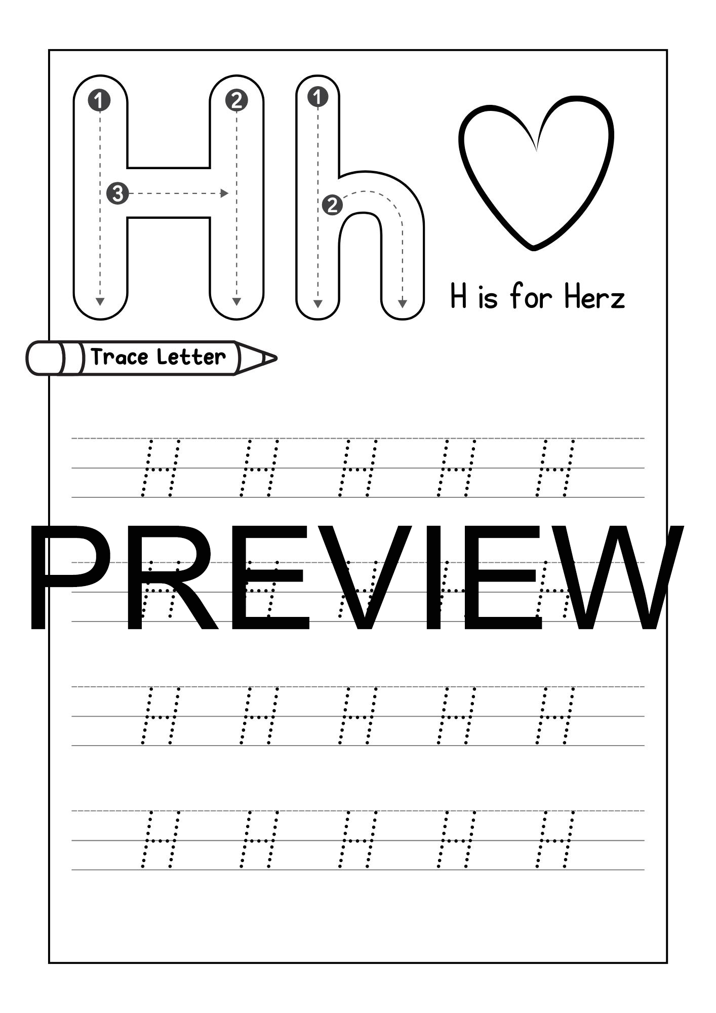 Alphabet Tracing Practice Letter H Handwriting Worksheet Uppercase Lowercase Made By Teachers