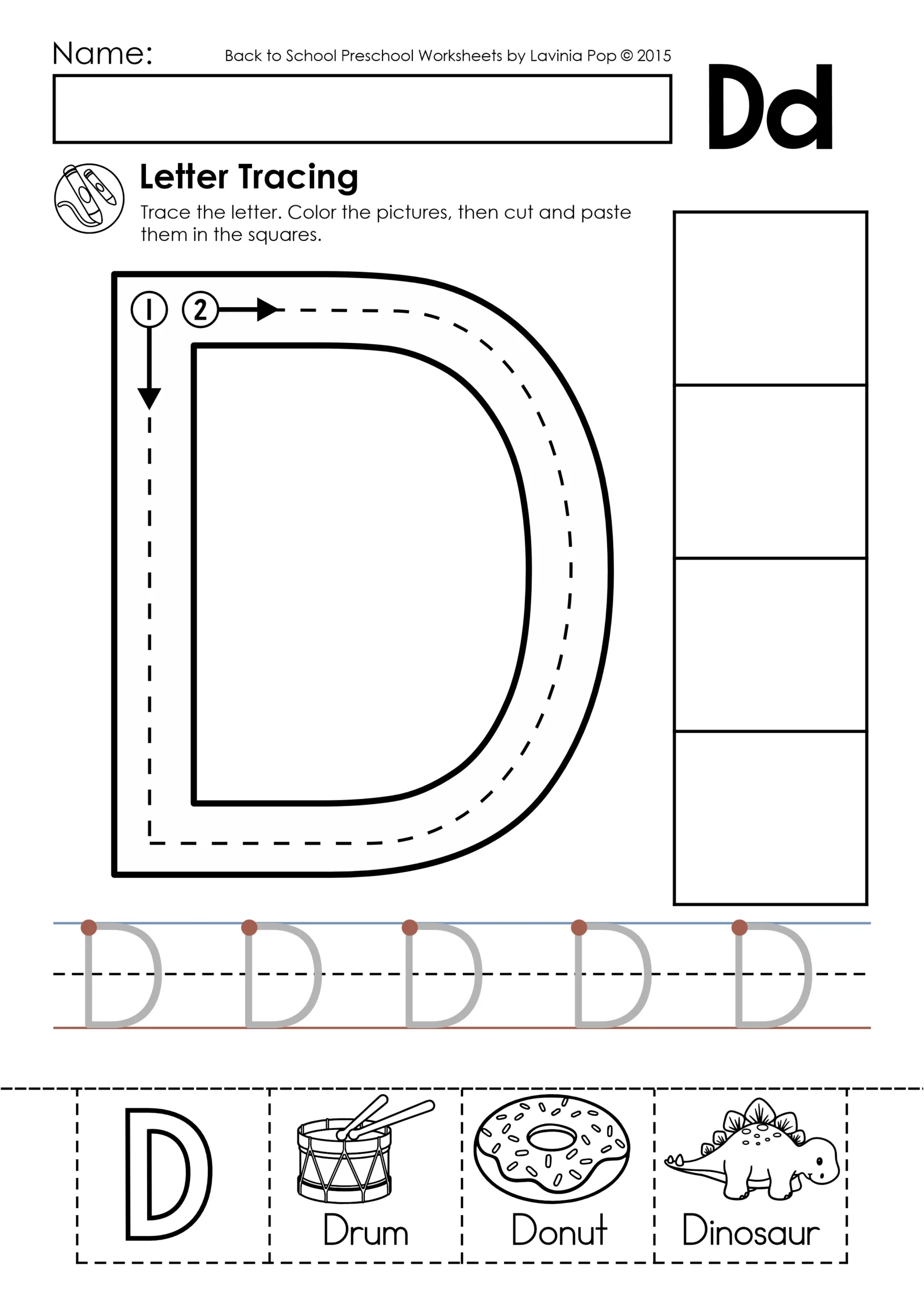 Trace Letter Worksheet Preschool Printables