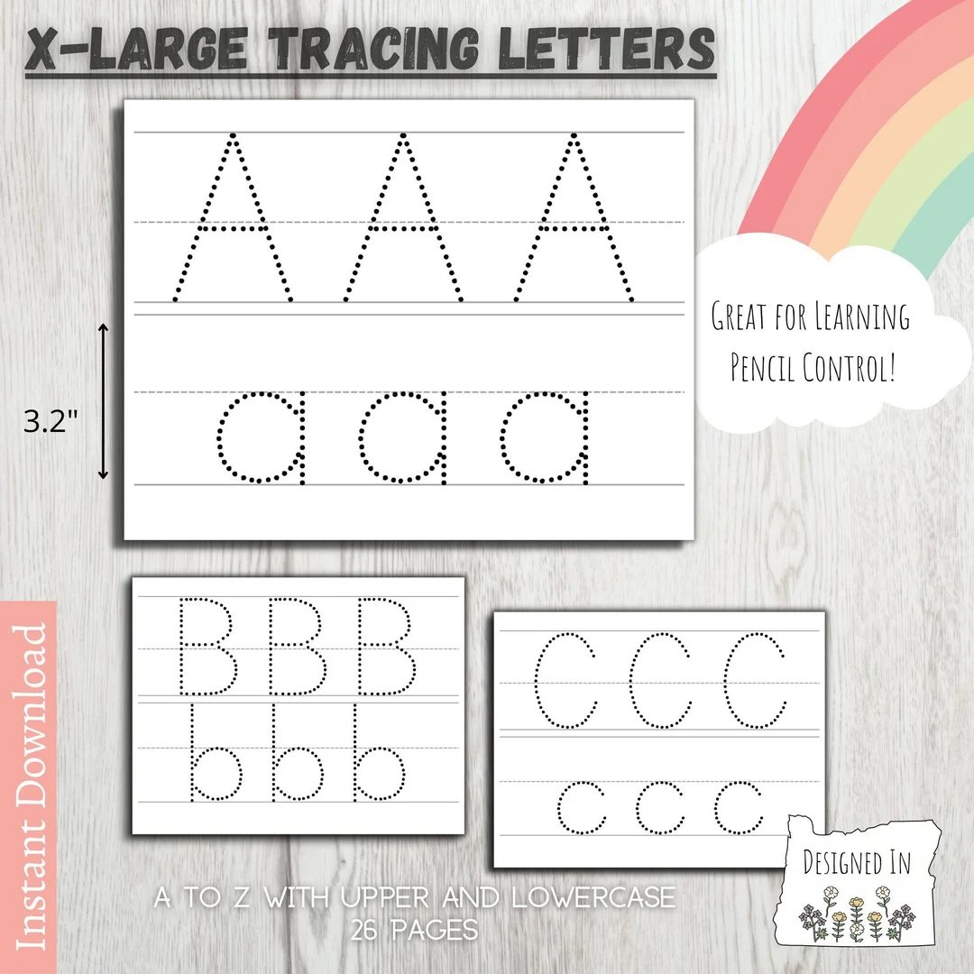 Alphabet Tracing Printable Large Letters For Preschool Curriculum Worksheets ABC Pre k Etsy Israel