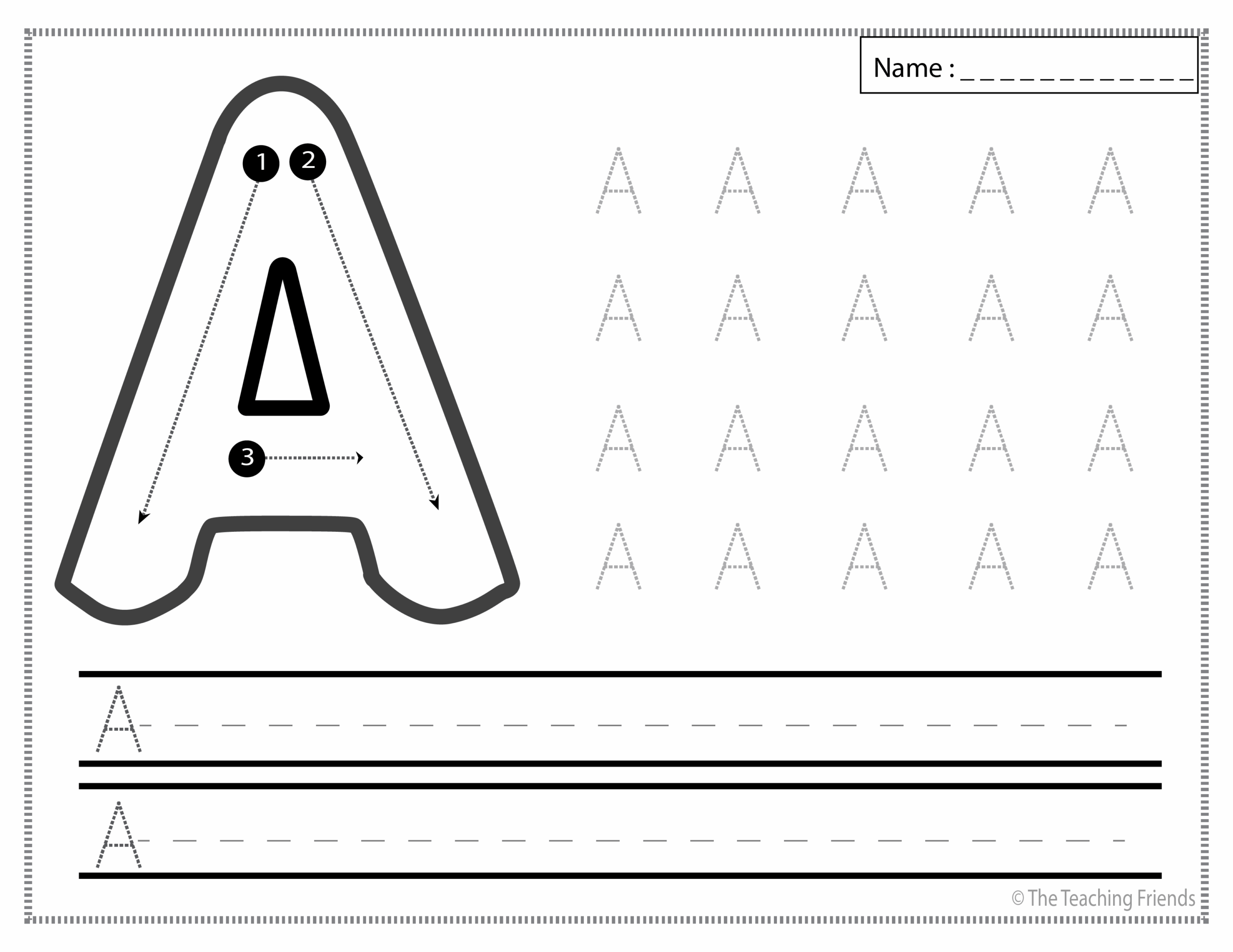 Alphabet Tracing Worksheets Uppercase Letters A Z Handwriting Practice Preschool Kindergarten Letter Recognition Homeschool Printable