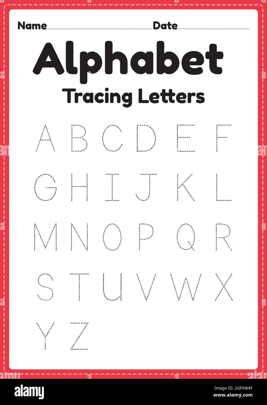 Alphabet Worksheet Tracing Letter For Kindergarten And Preschool Kids For Handwriting Practice And Educational Activities In A Printable Page Stock Vector Image Art Alamy