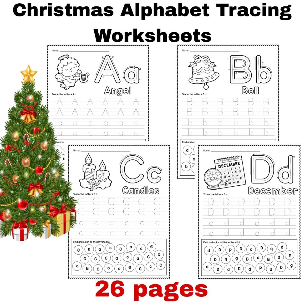 Christmas Letter Tracing Worksheet Printables