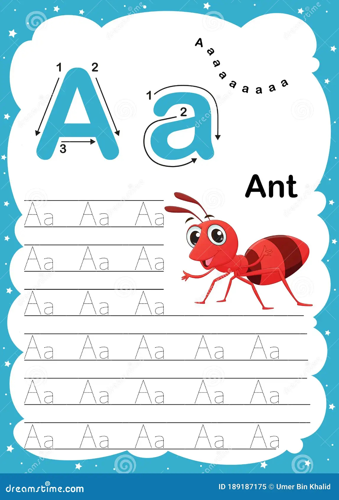 Colorful Letter A Uppercase And Lowercase Alphabet A Z Tracing And Writing Daily Printable A4 Practice Worksheet With Cute Stock Vector Illustration Of Tracing Activity 189187175