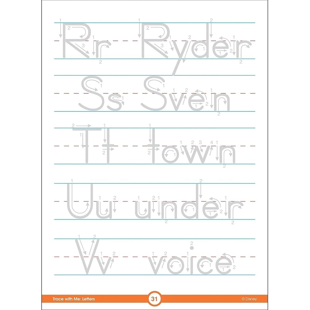 Disney Letter Tracing Worksheets