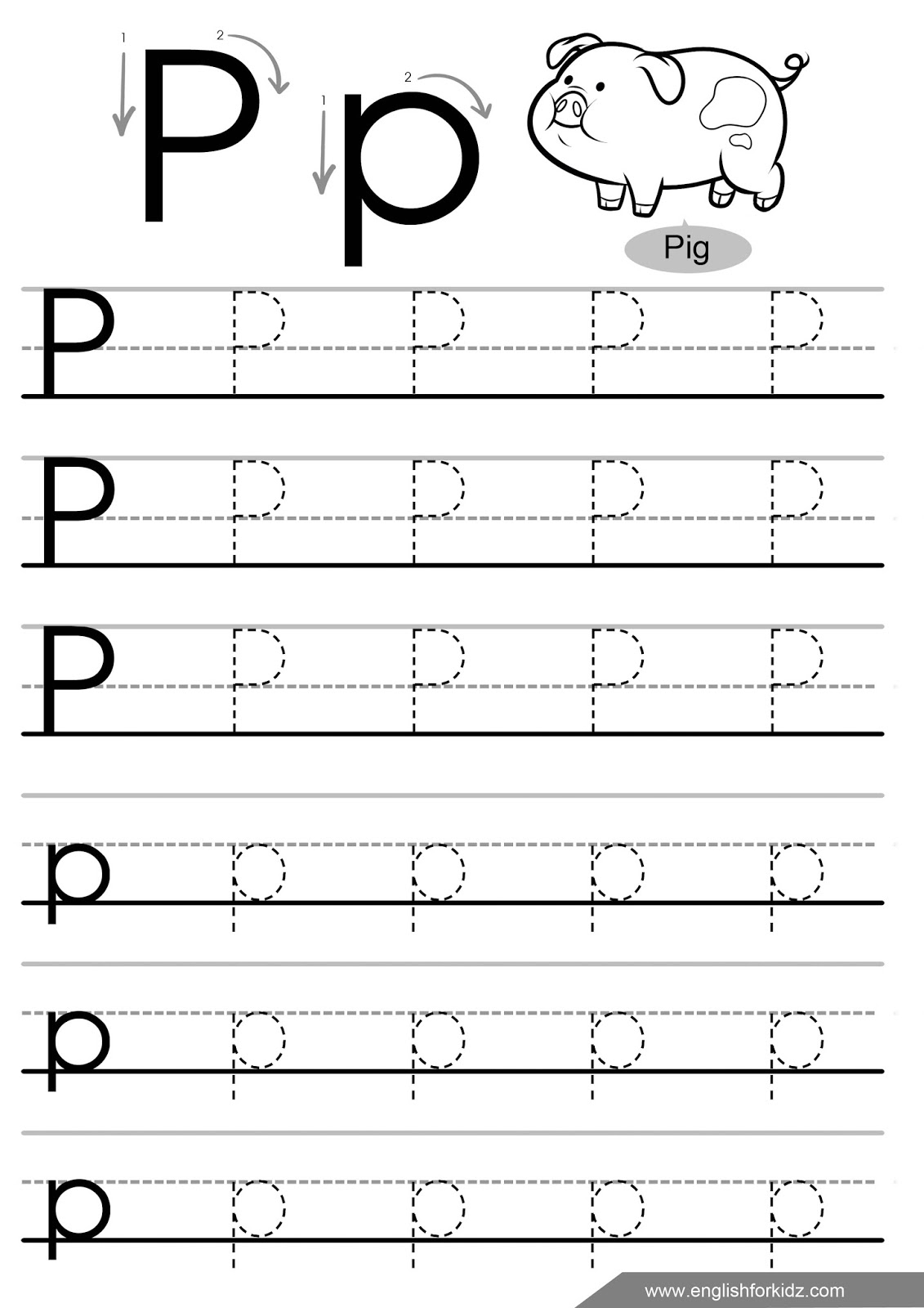 English For Kids Step By Step Letter P Worksheets Flash Cards Coloring Pages