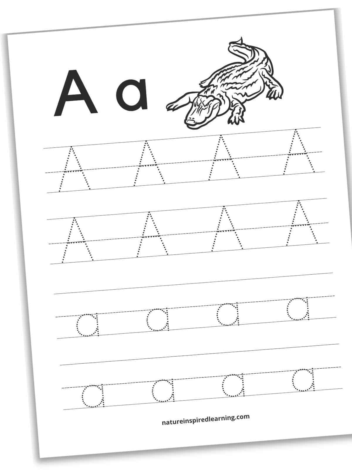 Free Letter A Tracing Worksheets Nature Inspired Learning
