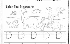 Free Letter D Tracing Worksheet Printable Dinosaur Themed Sly Spoon