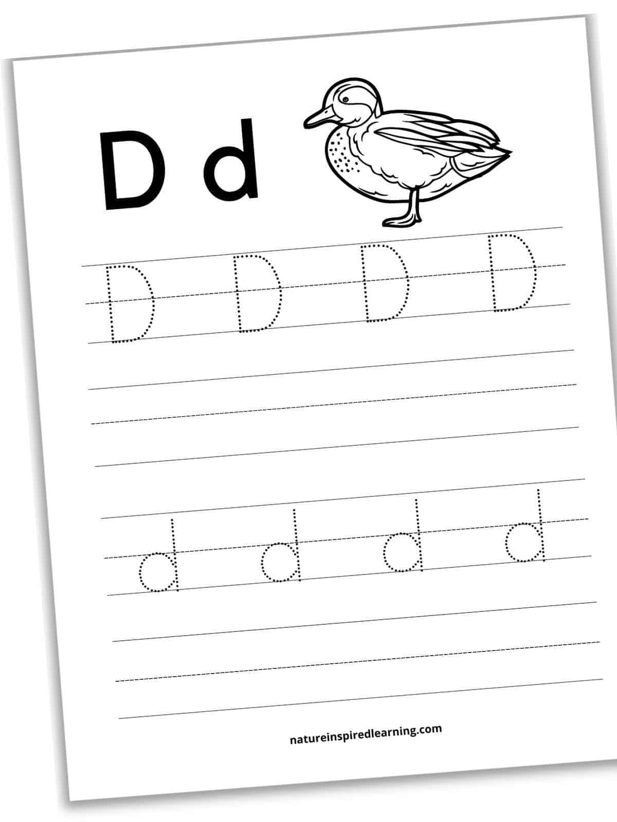Free Letter D Tracing Worksheets Nature Inspired Learning