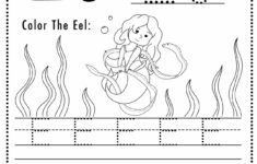 Free Letter E Tracing Worksheet Printable Mermaid Themed Sly Spoon