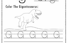 Free Letter G Tracing Worksheet Printable Dinosaur Themed Sly Spoon
