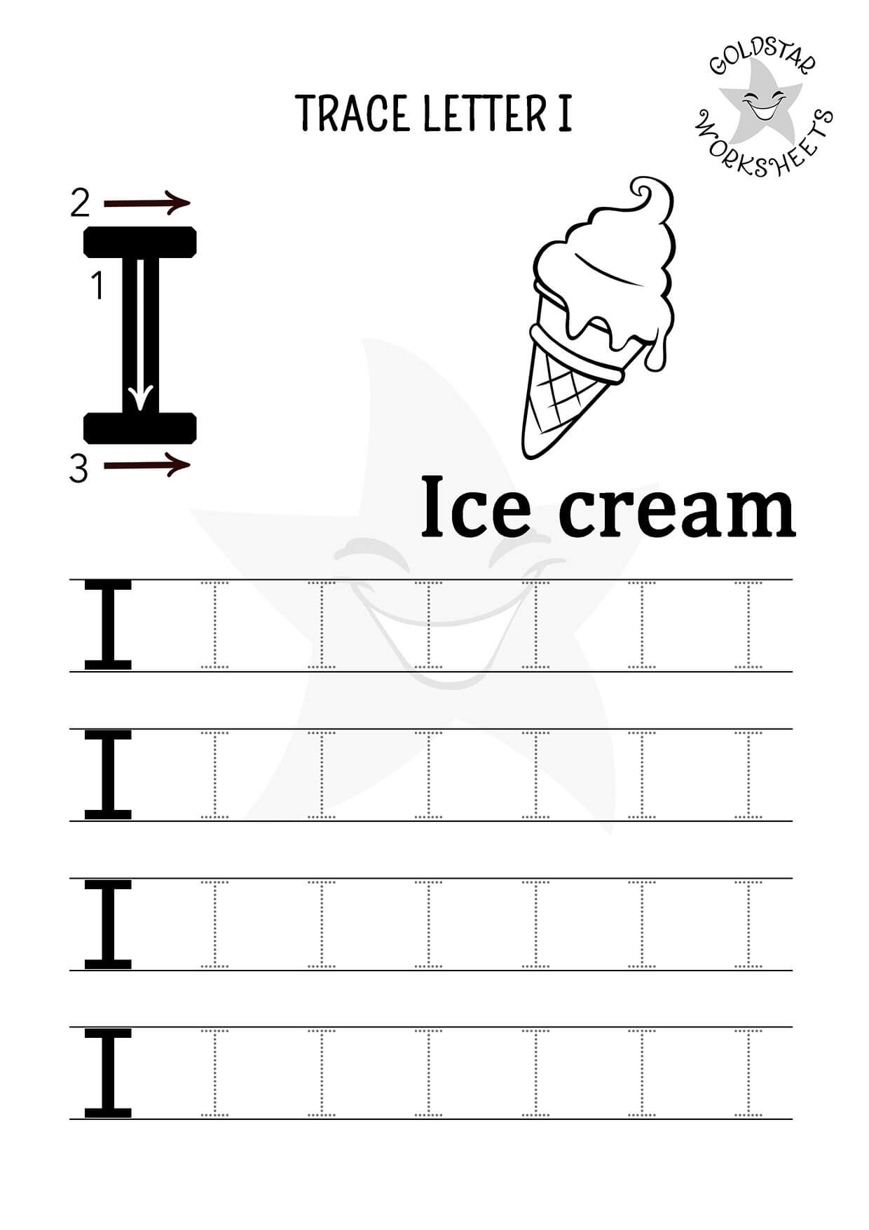 Letter I Worksheets Tracing
