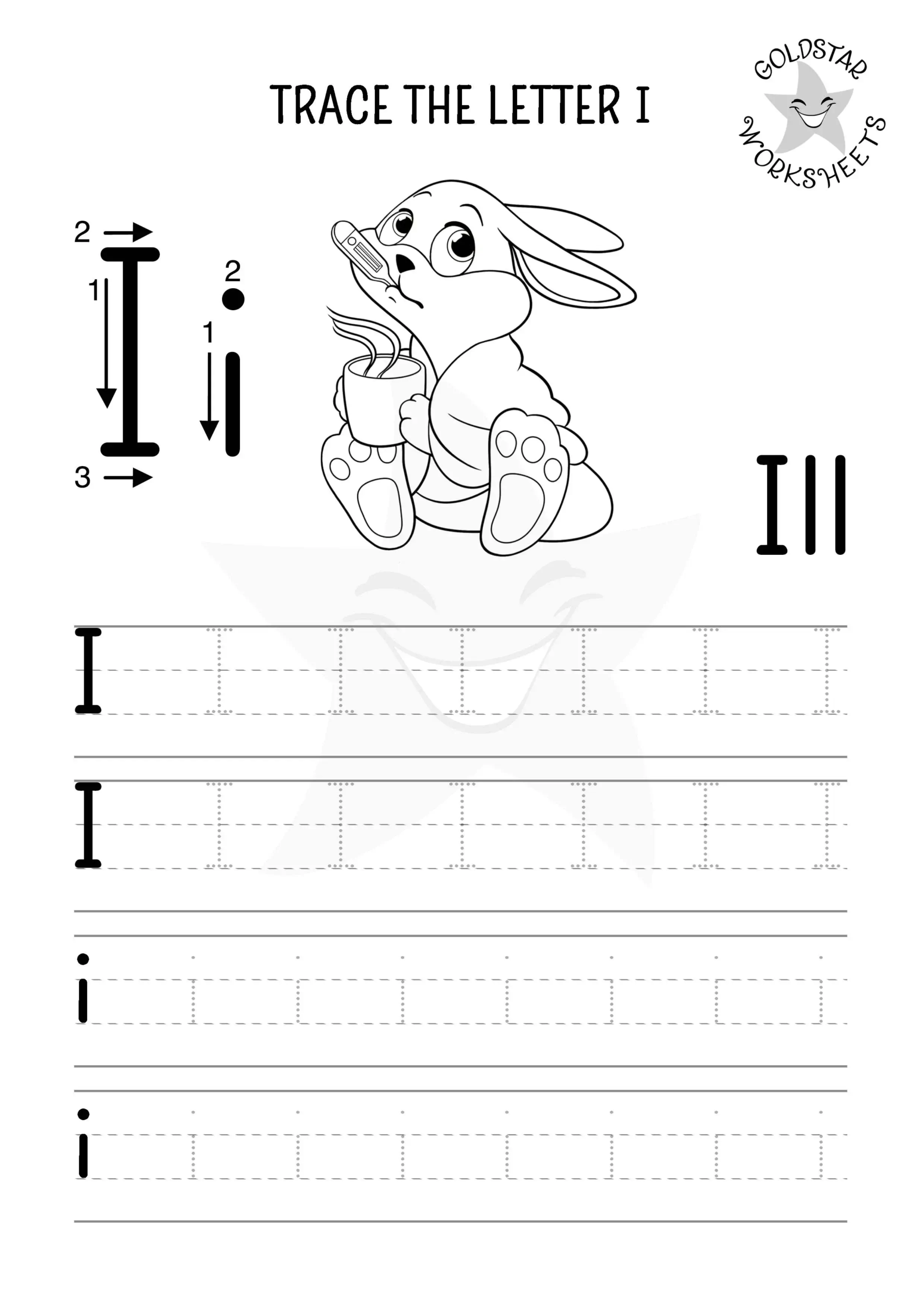 Free Letter I Tracing Worksheets Igloo And Ill Bunny Designs 