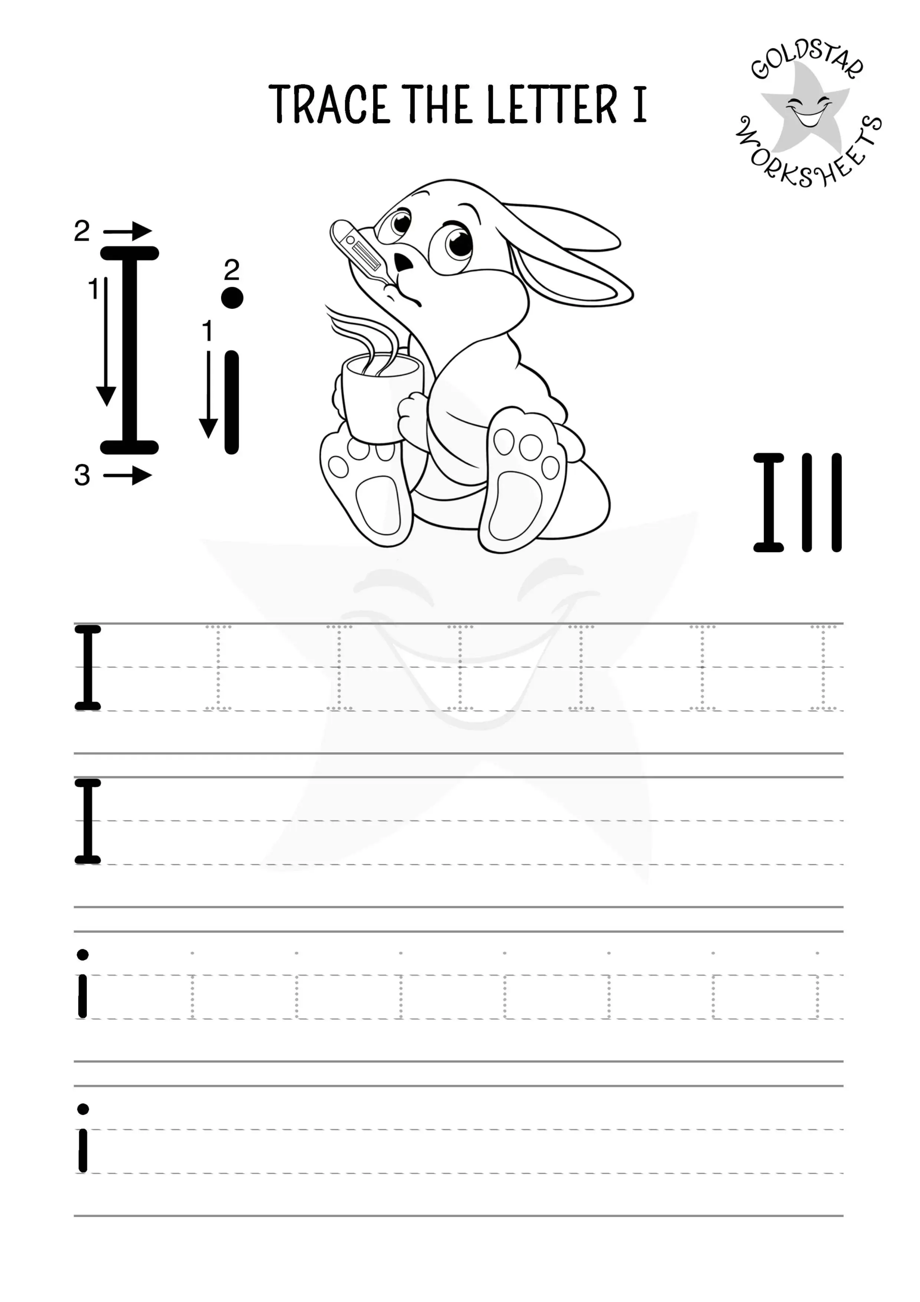 Free Letter I Tracing Worksheets Igloo And Ill Bunny Designs 