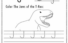 Free Letter J Tracing Worksheet Printable Dinosaur Themed Sly Spoon