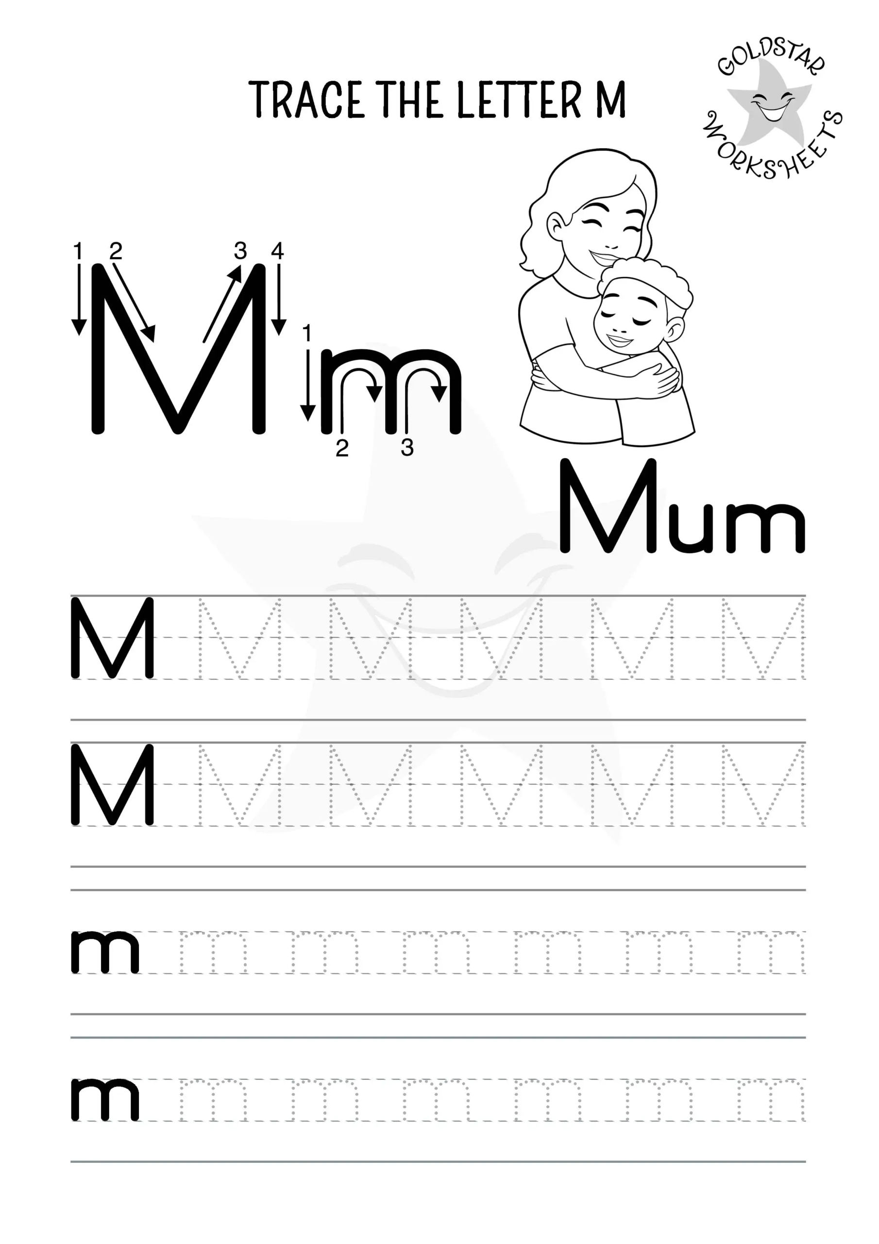 Free Letter M Tracing Worksheets Mole Moon More Fun Designs 