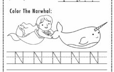 Free Letter N Tracing Worksheet Printable Mermaid Themed Sly Spoon
