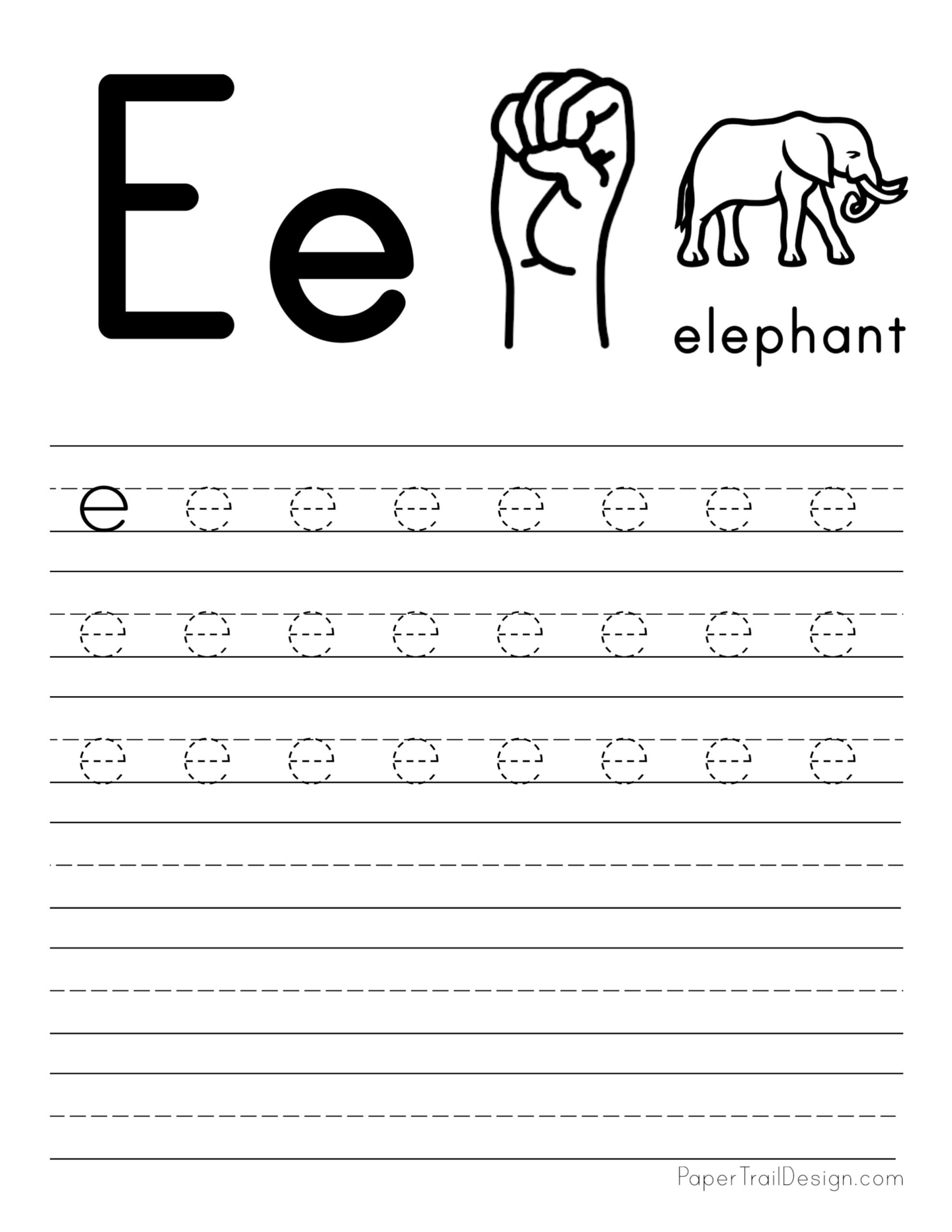 Free Letter E Tracing Worksheet Printables