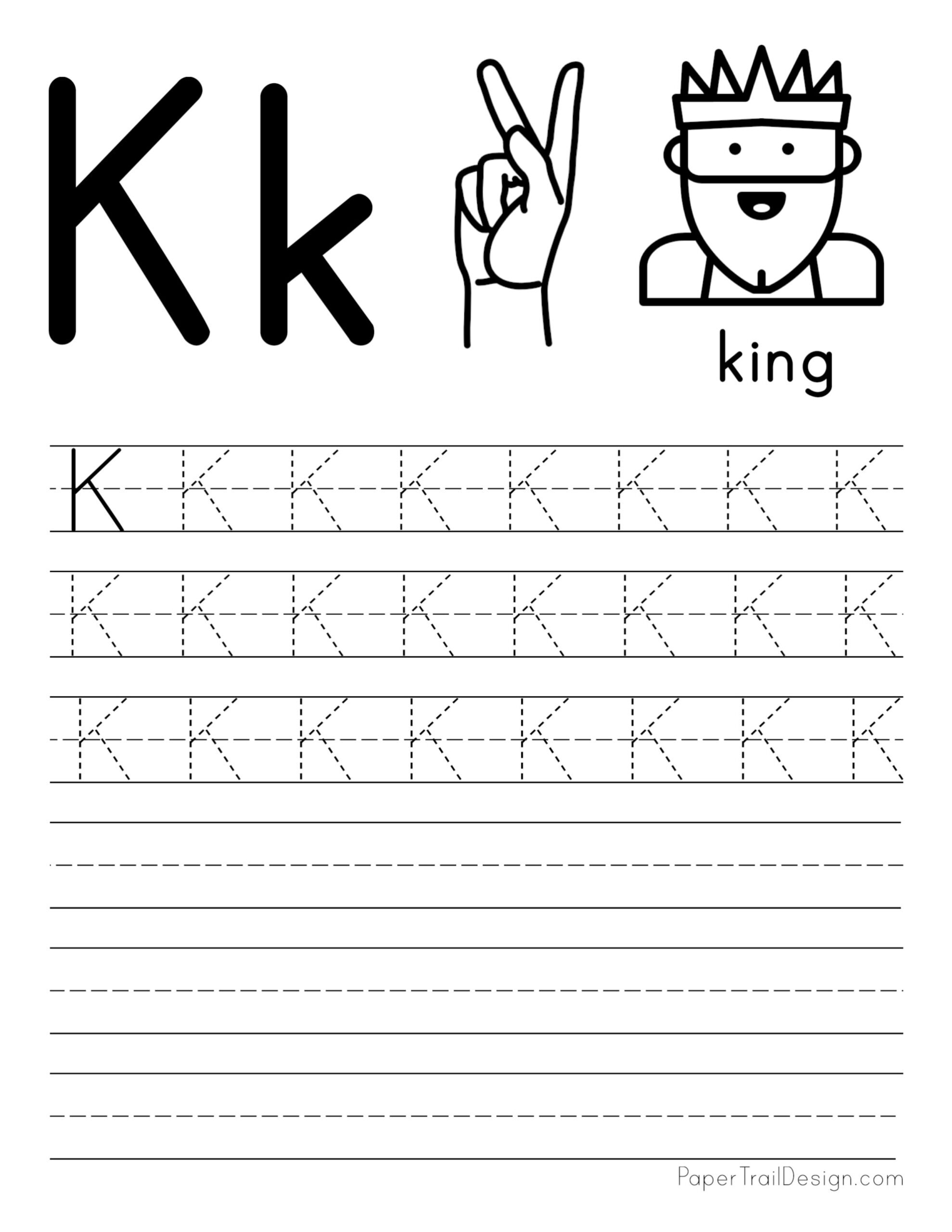 Tracing Letter K Worksheets For Kindergarten