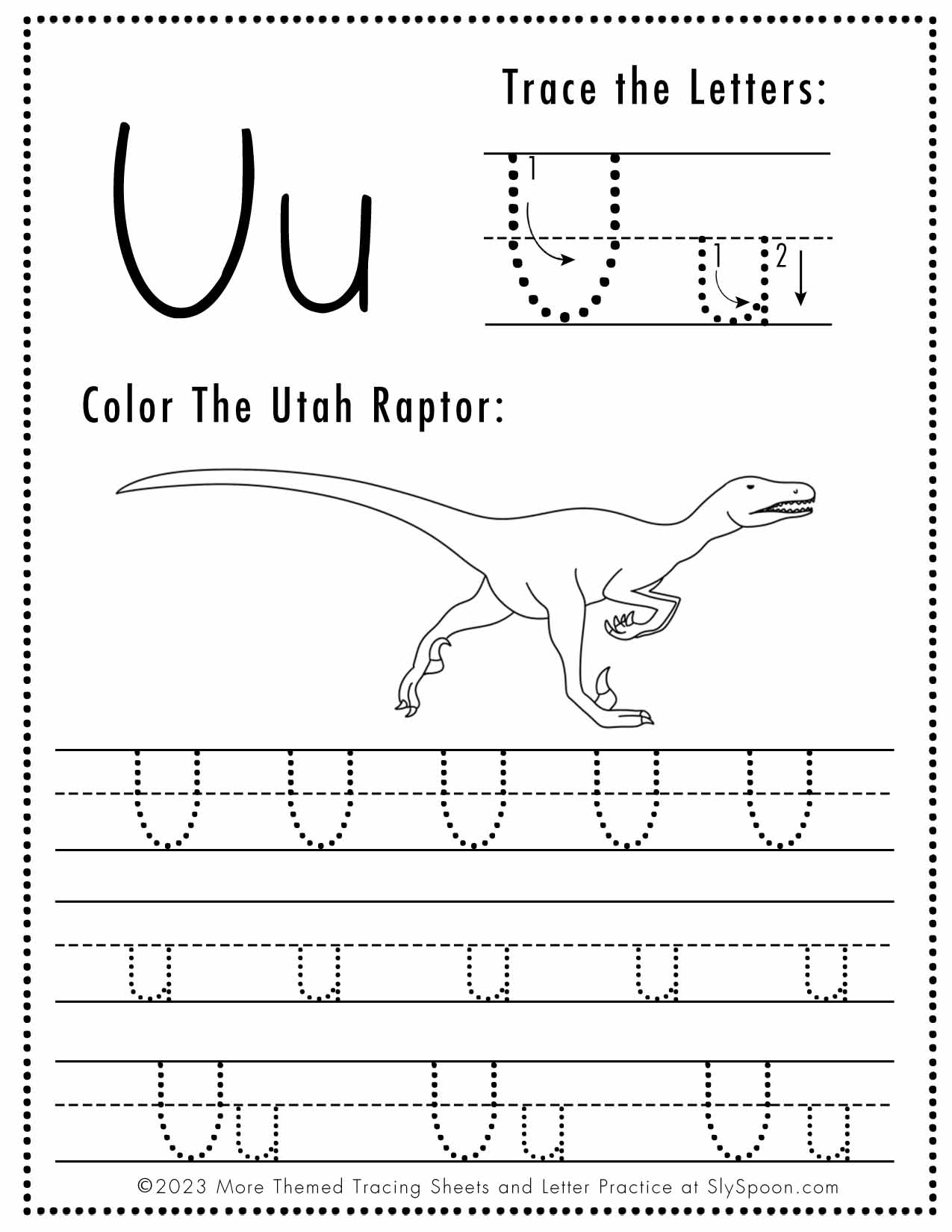 Letter U Tracing Worksheets For Kindergarten