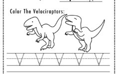 Free Letter V Tracing Worksheet Printable Dinosaur Themed Sly Spoon