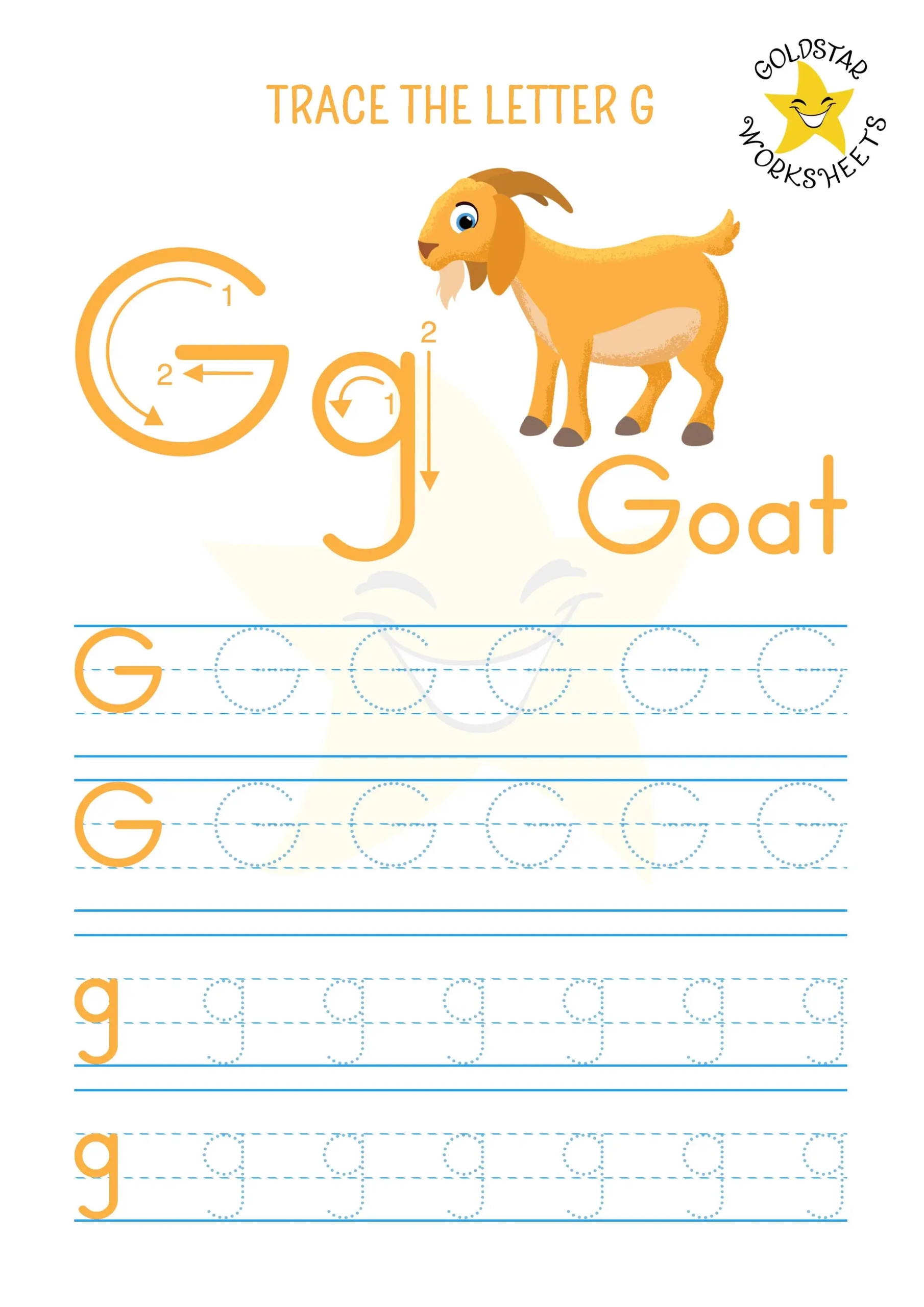 Free Printable Letter G Tracing Worksheets Goat Goose Fun 