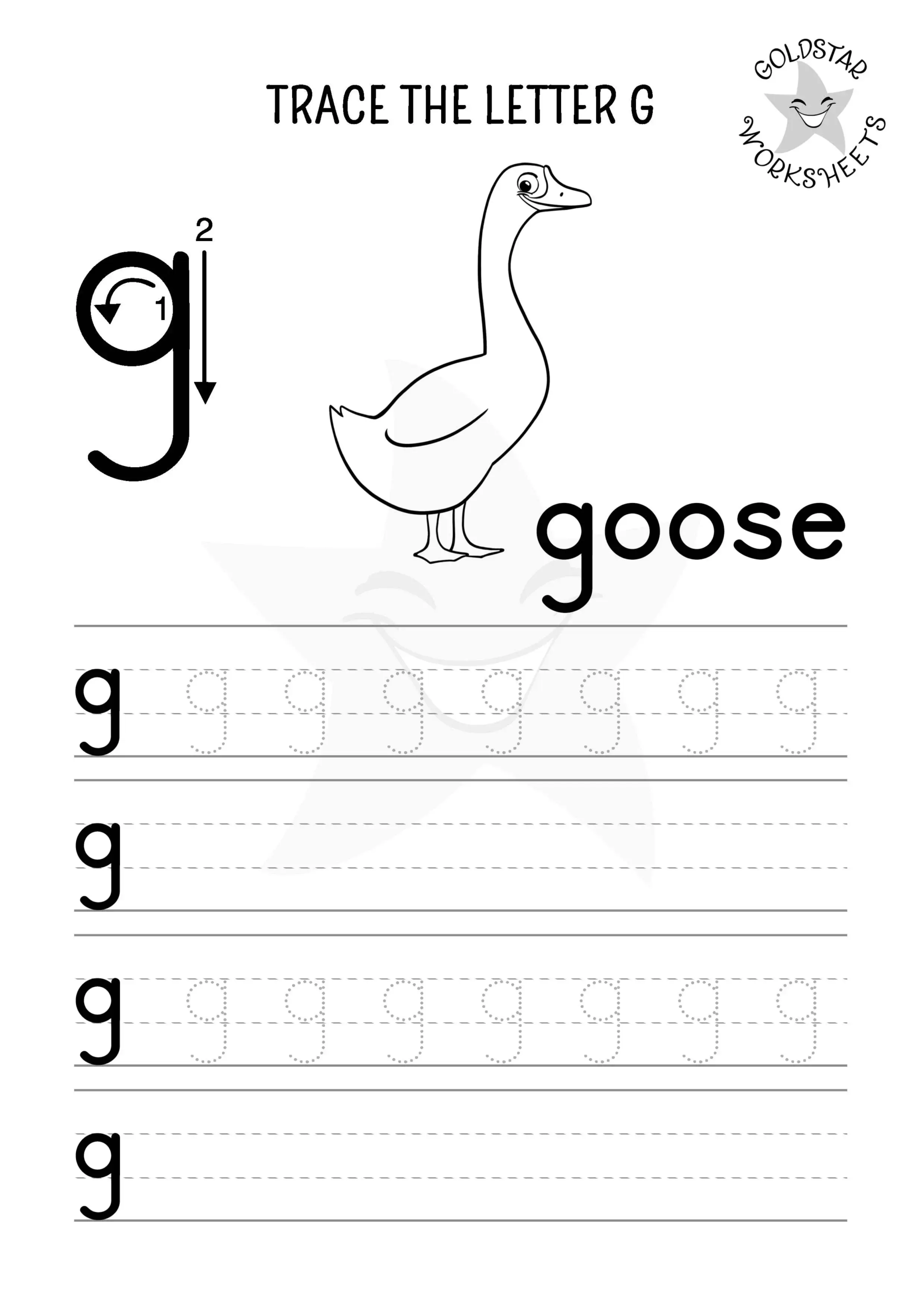 Free Printable Letter G Tracing Worksheets Goat Goose Fun 