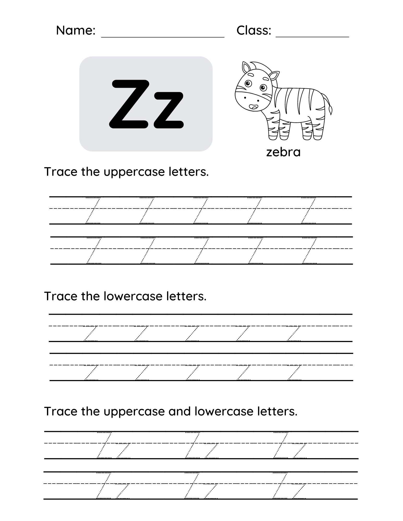 Free Tracing Letter Z Printable PDF Trace The Letter Z